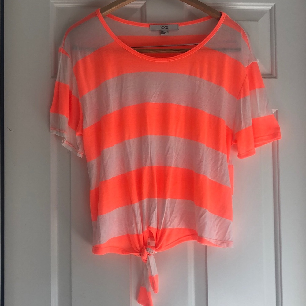 Orange and white striped shirt